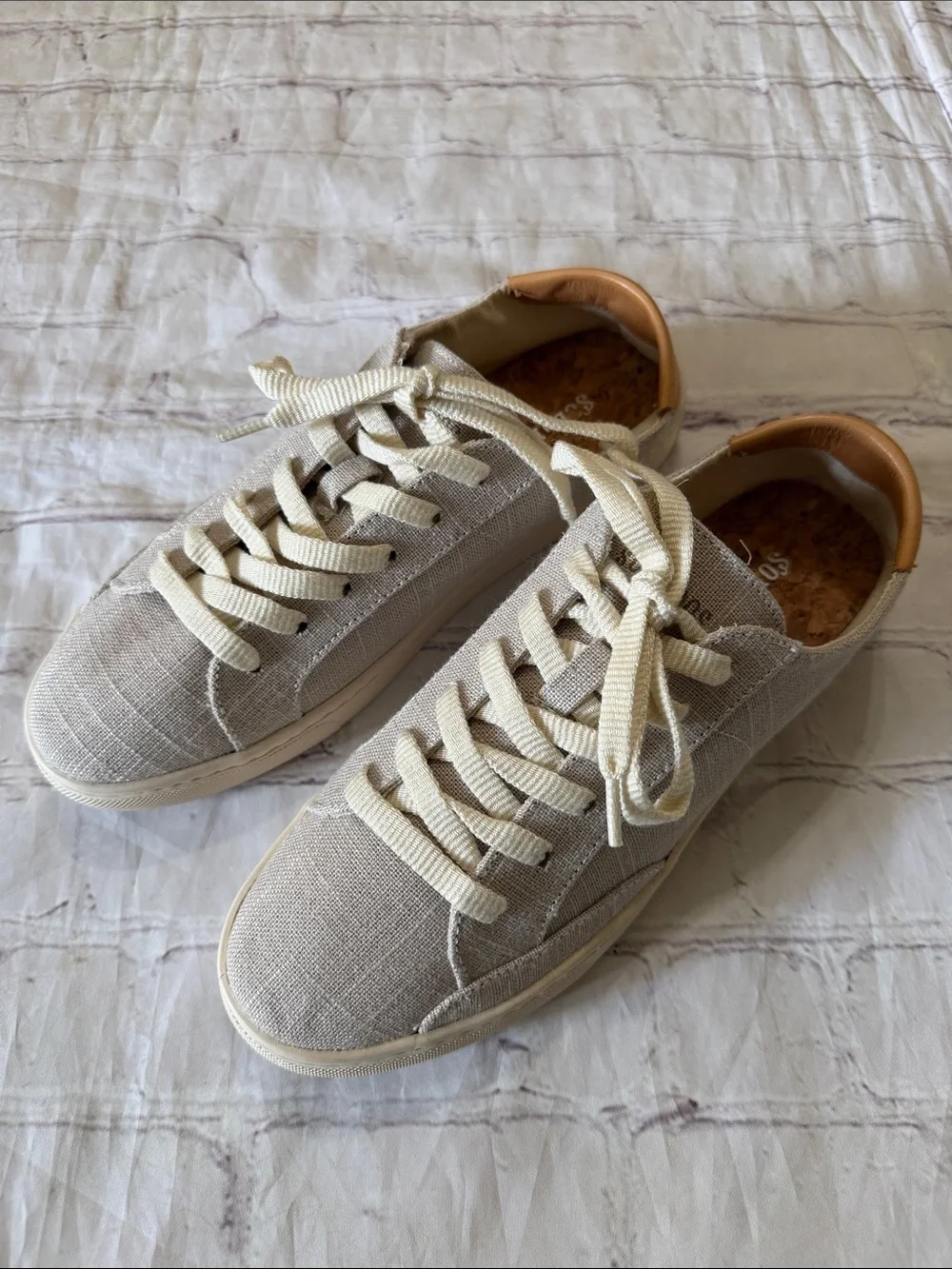 Soludos Women's Ibiza Linen Casual Sneakers - Light Gray Size 7.5 New